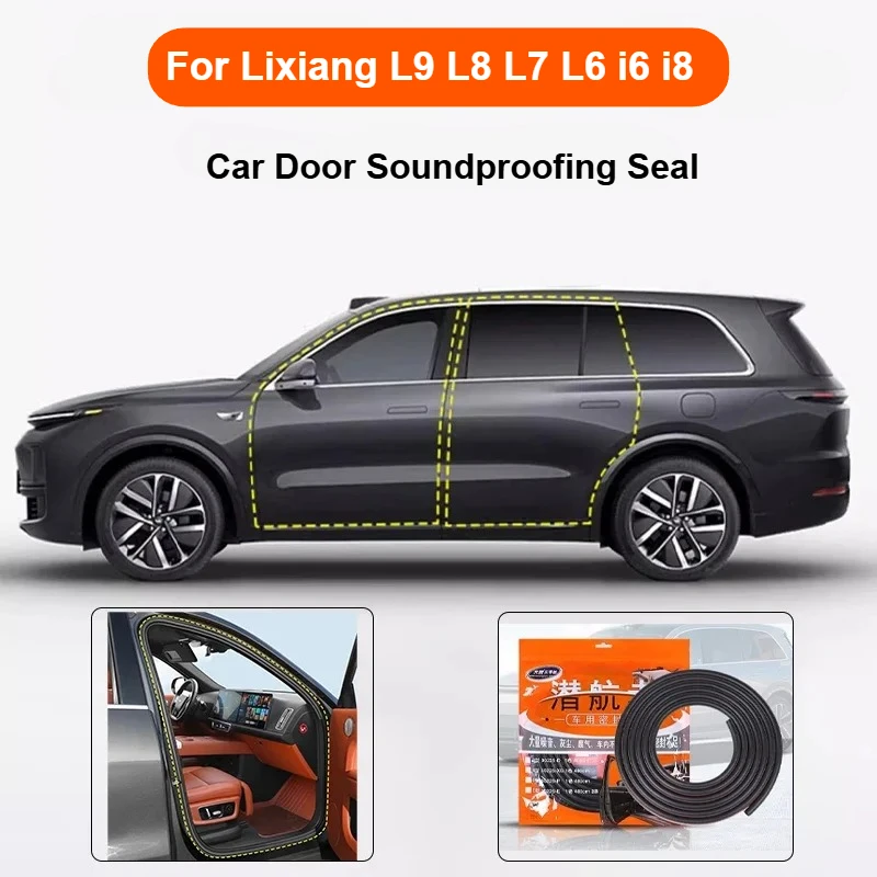 

For Li Lixiang L9 L8 L7 L6 i6 i8 Car Door Seam Sound Insulation Waterproof Rubber Strip Car Mute Noise Reduction Accessories