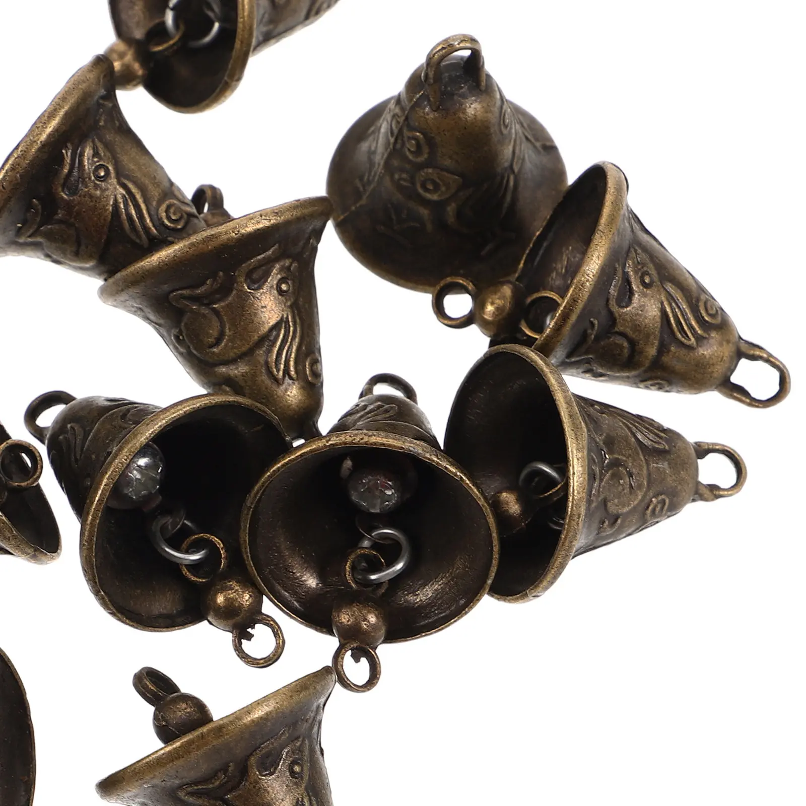 11Pcs Vintage Bell Mini Classic Hanging Bells for Wind Chimes Fortune Jingle Bell Hanging Pendant Decoration ( Random Style)