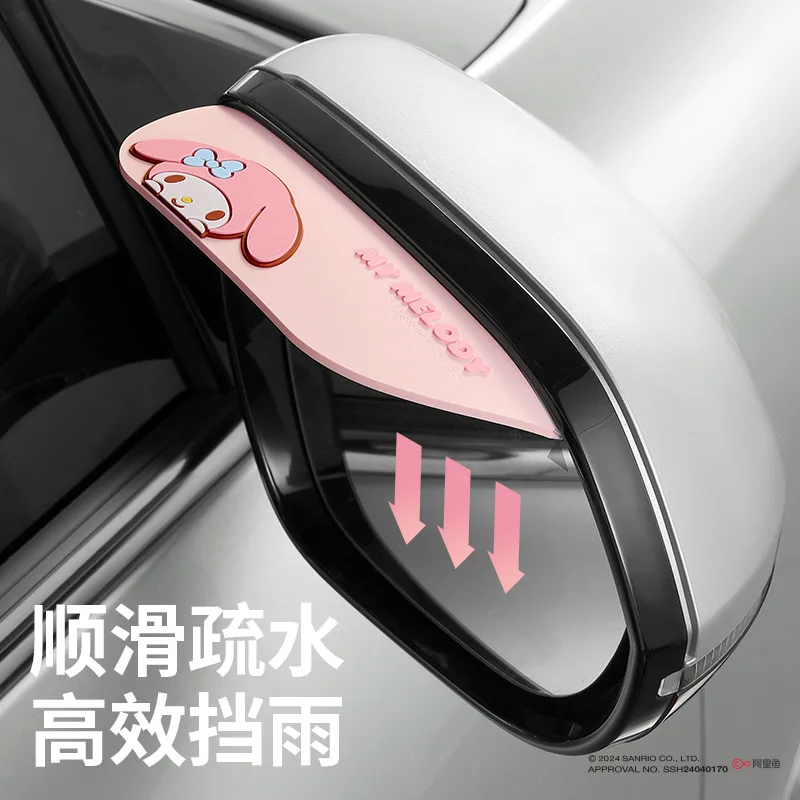 Sanrio Car Reverse Mirror Rain Brow Weather Guard Rearview Mirror Sun Visor Waterproof Cartoon Kuromi My Melody Car Accessories