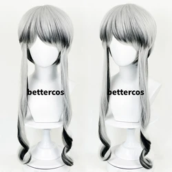 Land of The Lustrous Ghost Quartz Cosplay Wig Silver Black Mixed Synthetic Hair Heat Resistant Halloween Role Play + Wig Cap