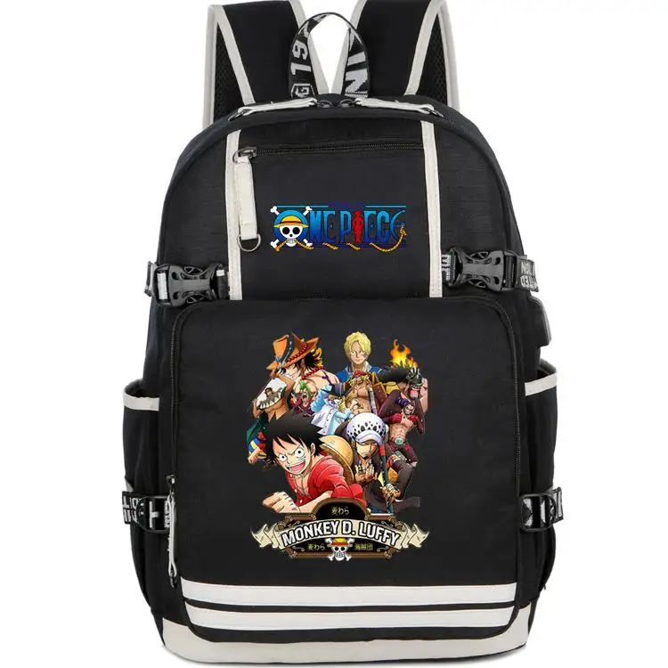 One Piece Charging Schoolbag Luffy Sauron Qiaoba Ace Anime Peripheral Male and Female Junior High School Student Backpack