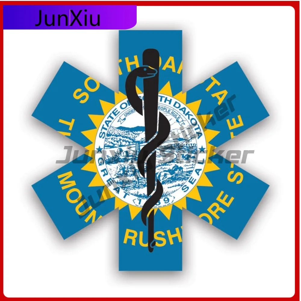 

Wild Minimalist South Dakota Star Of Life Flag Sticker Uv Protected Decalsems Emt Emergency Meidcal Services Rod Asclepius