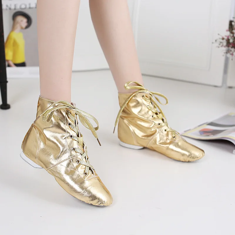 Kid Dance Shoe HighTop Adult Dance Shoe Fashion Jazz Boot Shiny Soft Sole Dance Shoe Parent-child Ballet Shoes Performance Shoes - Image 2
