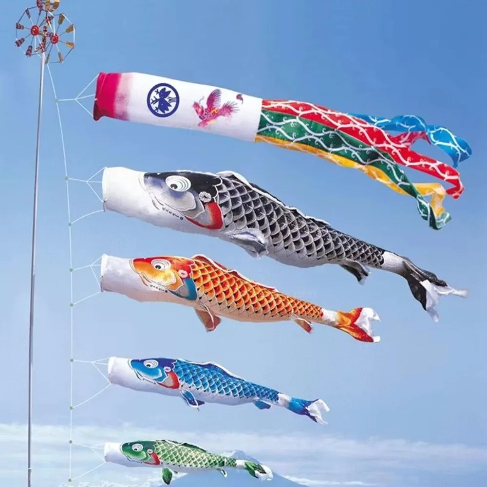 New Japanese Carp Streamer Fish Flag 40/70/100cm Wind Chimes Carp Wind Sock Flag Colorful Plastic Flying Yard Hanging Decor