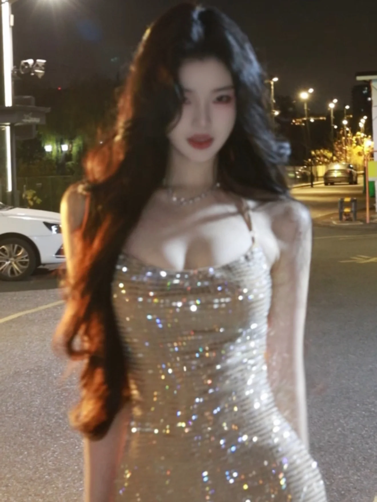 

Keni plus Size Sexy Diamond Embellished Necklace Dress Women Winter Plump Heavy Industry Slim Fit Bodycon Skirt Short Sleeve ...