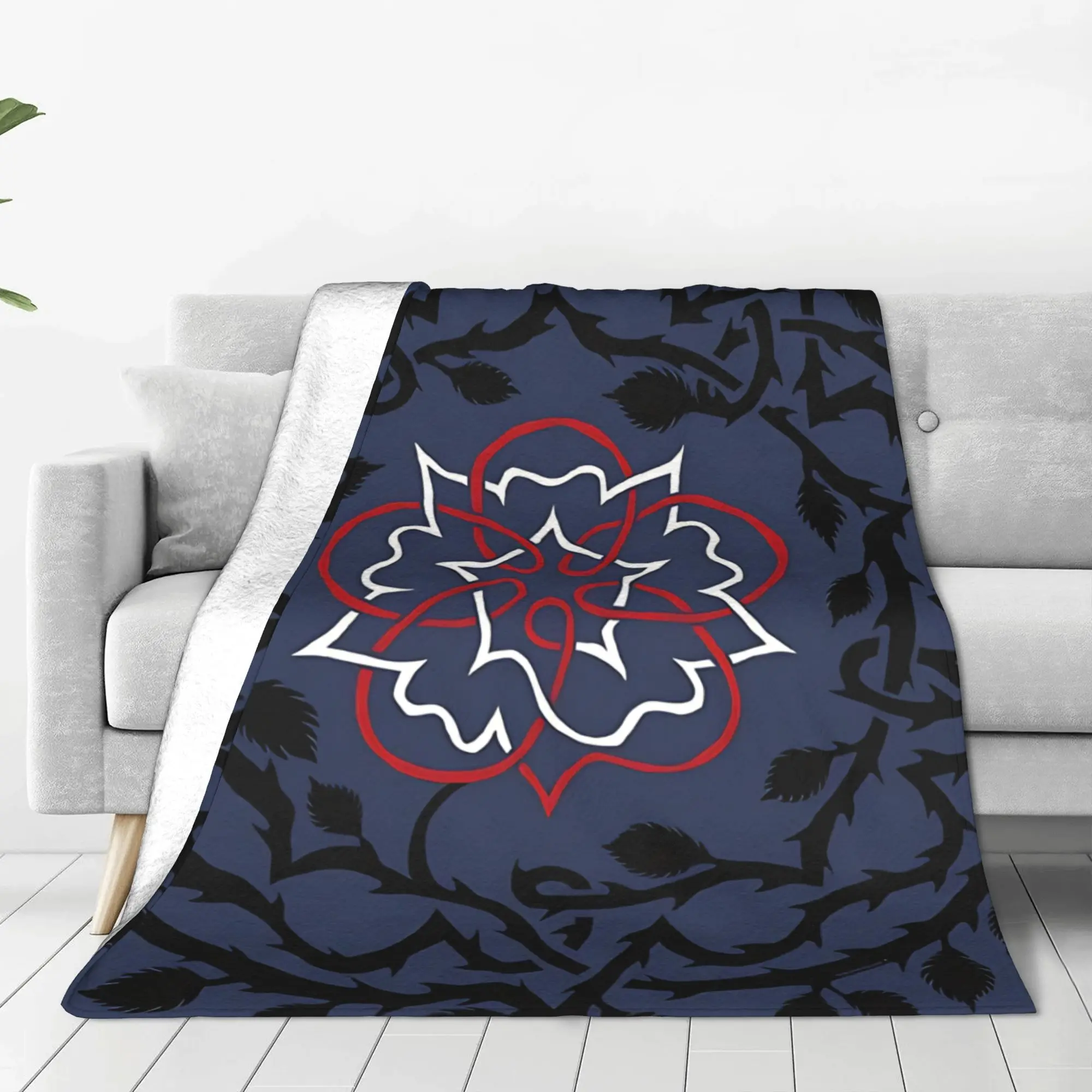 1PC Vintage Emblem  England Rose Home Room Decorations Winter Blankets For Adults Bedding Home Interior Sofa Knee
