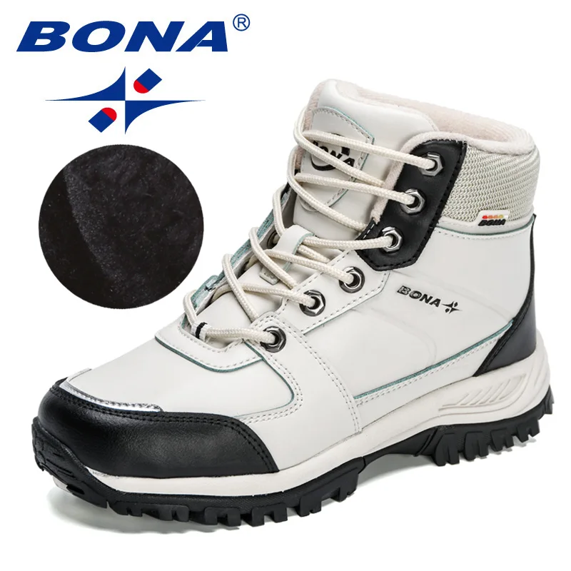 BONA-botas de nieve de piel nobuk para mujer, zapatos de felpa supercálidos, para senderismo al aire libre, invierno, 2023