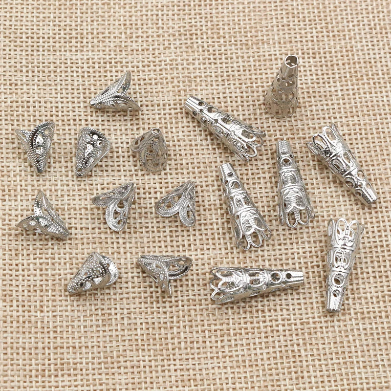 30pcs Stainless Steel Beads Caps Flower Shape Spacer Bead End Caps DIY Jewelry Making Findings For Necklace Bracelet Accessories