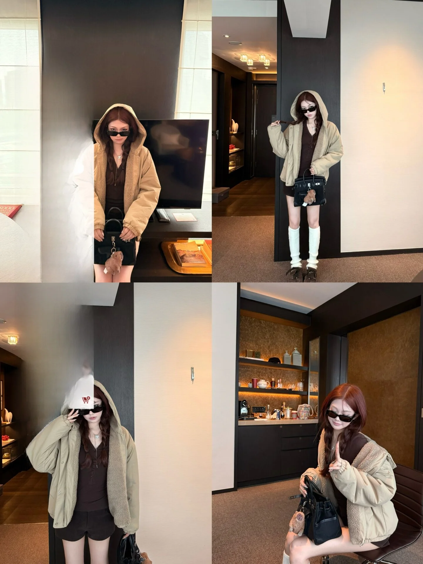 

ato Hero Double-Sided Wear Heavyweight Hooded Particle Fce Jaet Women's Workwear Sle Long Sve Zipper Closure Coat