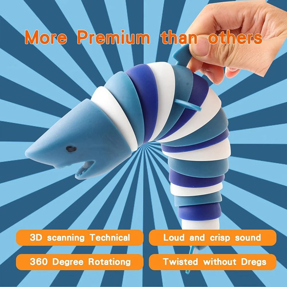2Pcs 3D Gelenk Stretch Shark Stress Reliever Hand, Druckentlastung Und Anti-Angst, EINE Langlebig Einfach Zu Bedienen-Y44A