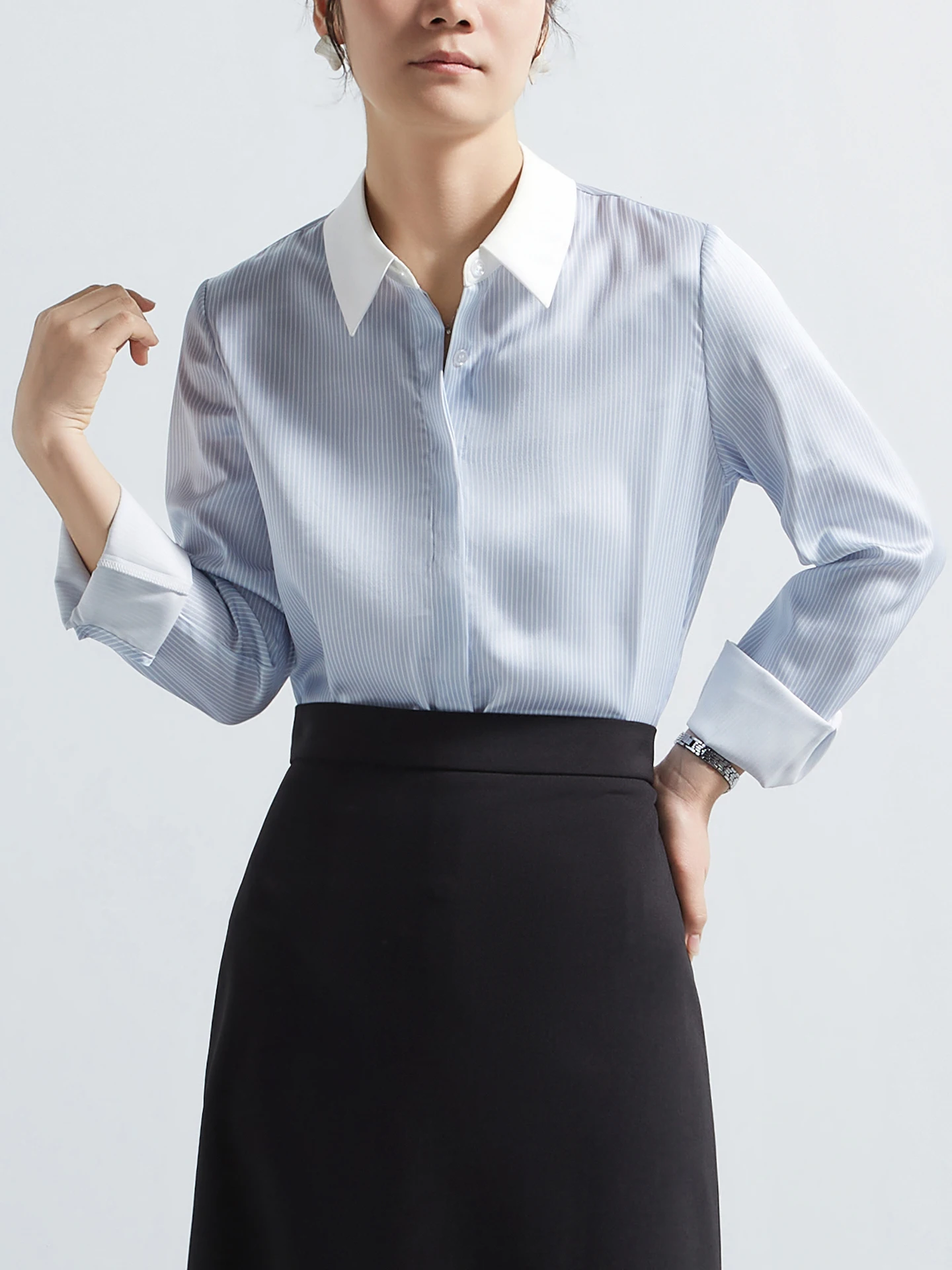 

Женская полосатая рубашка CHICBS с длинным рукавом, новая коллекция весна-осень, профессиональная офисная одежда, женский топ