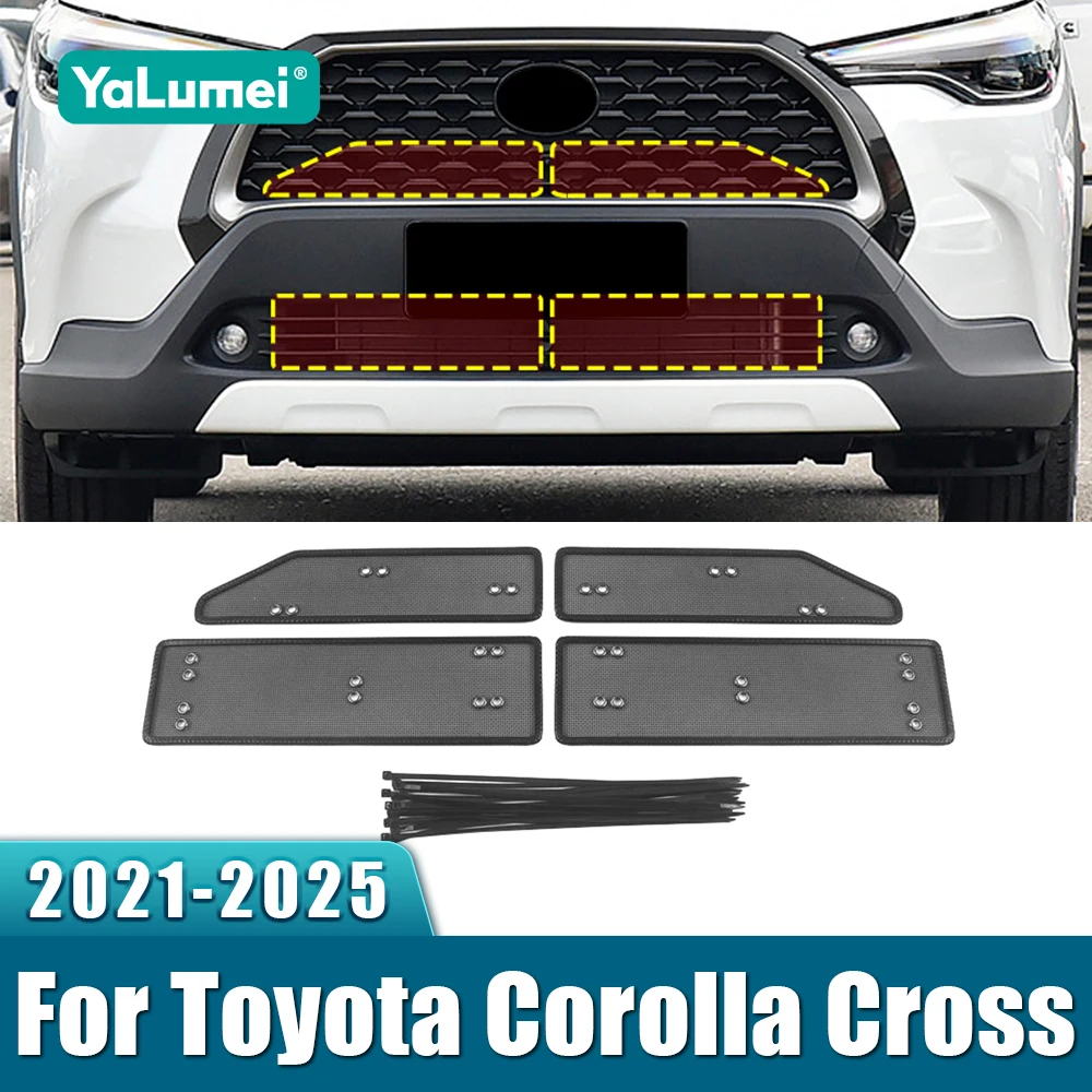

Для Toyota Corolla Cross XG10 2021-2023 2024 2025 автомобильная сетка для среды средних насекомых, вставка передней решетки, сетка от комаров и пыли