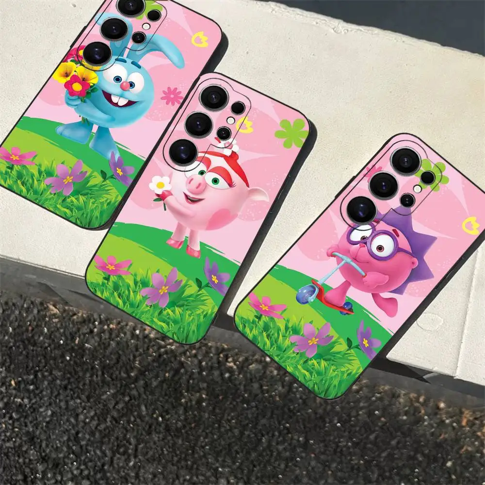 Russian Animation Smeshariki Phone Case For Samsung S 24 Fe 25 Ultra Plus 20 Lite 21 30 22 23 24 22 Ultra 5G Fundas