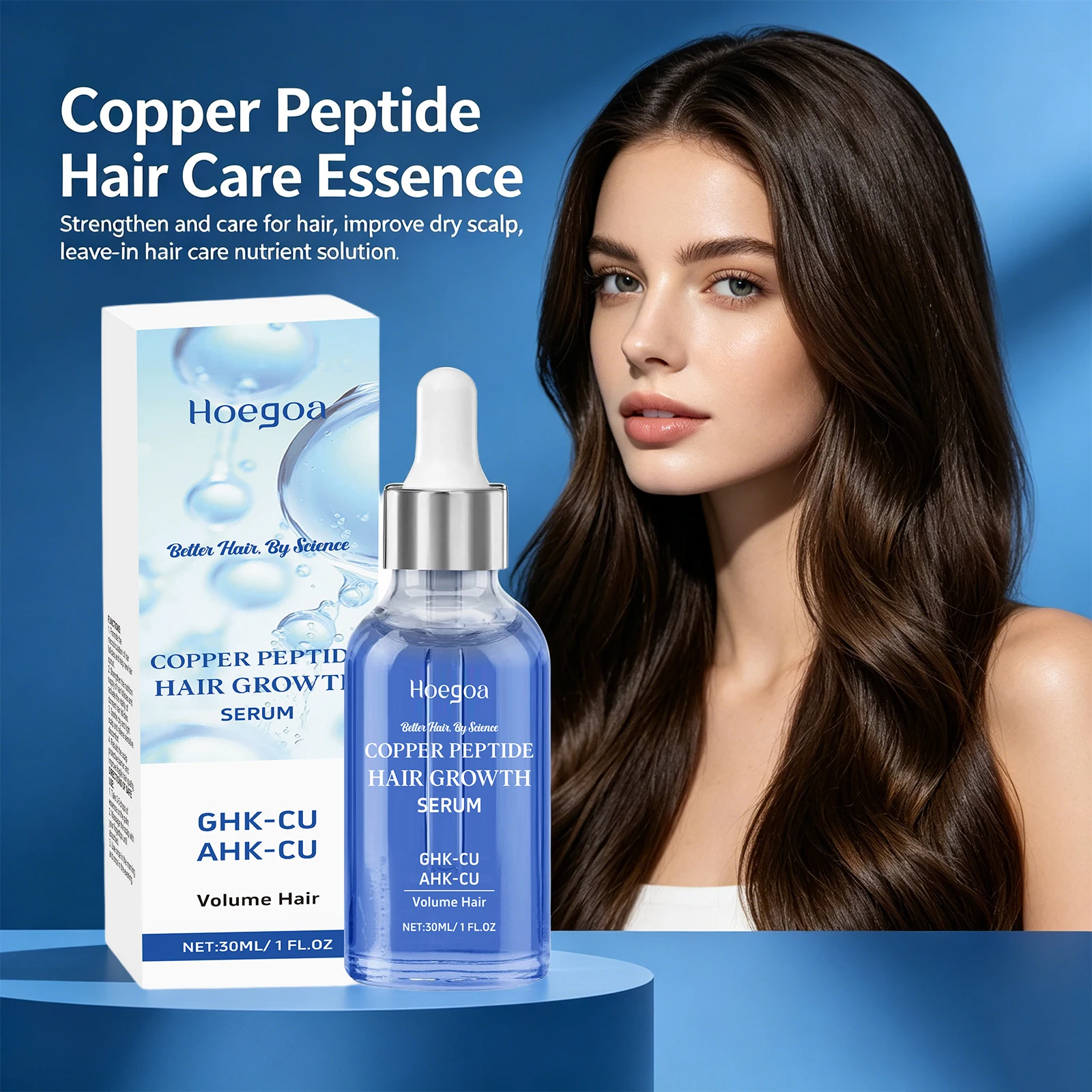 Copper Peptide Hair Serum for Dry Damaged Hair Strengthen Nourishing Scalp Reduce Breakage Anti-Frizz Refreshing Hair Serum