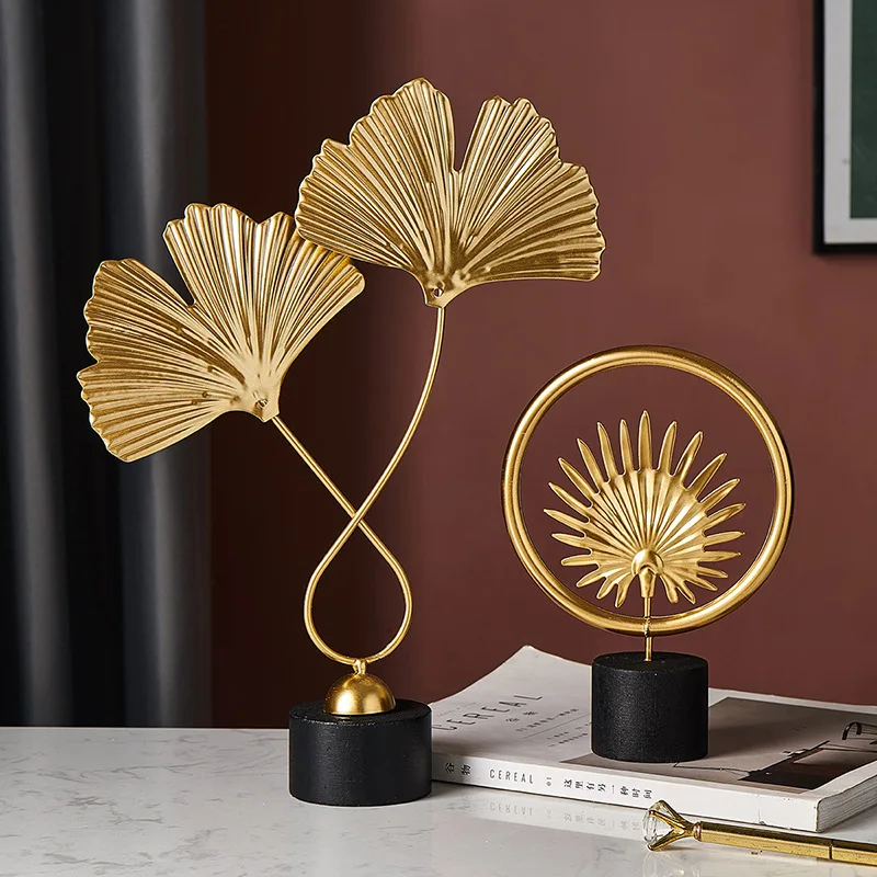 Nordic Gold Ginkgo Leaf Crafts Leaves Sculpture Luxury Living Room Decor accessori per la decorazione della casa ornamenti per Desktop da ufficio