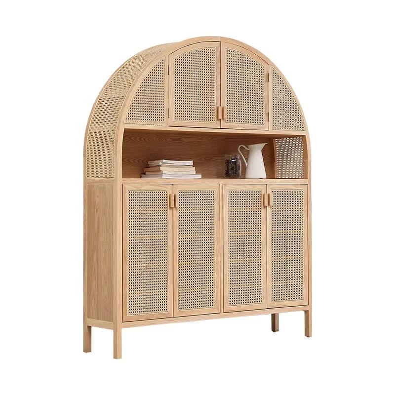 Modern Design Nordic Air Rattan Living Room Sideboard Cane Cabinet