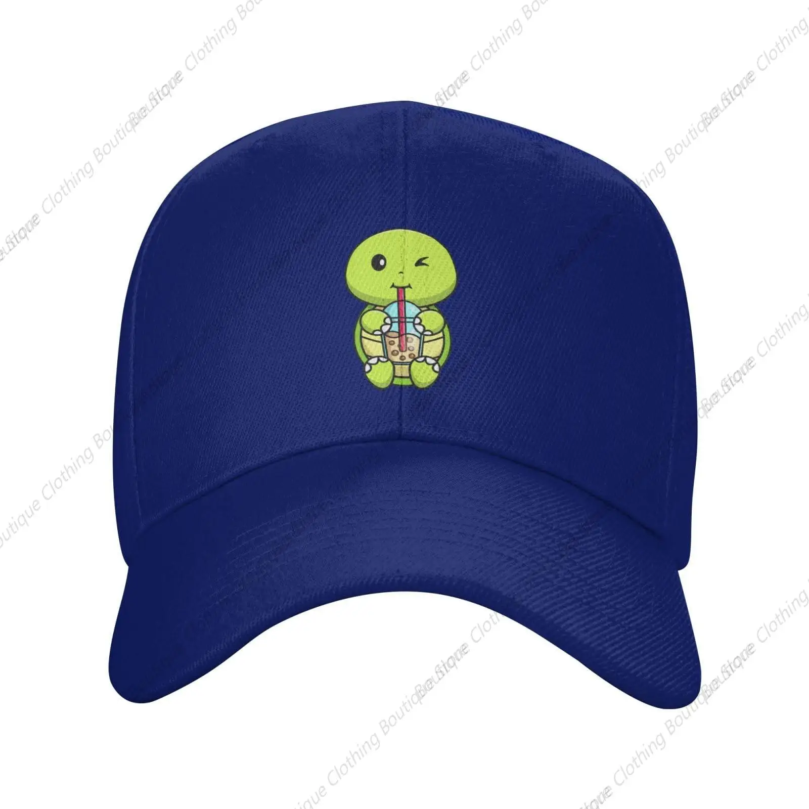 Cute Turtle Drinking Drinks Baseball Cap Women Men Hats Adjustable Trucker Sun Hat Dad Golf Caps Blue