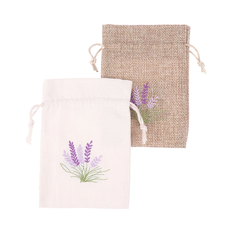 10X14cm Embroidered Printing Lavender Imitation Sacks Wedding Party Small Gift Packaging Bag Home Decor Ornament