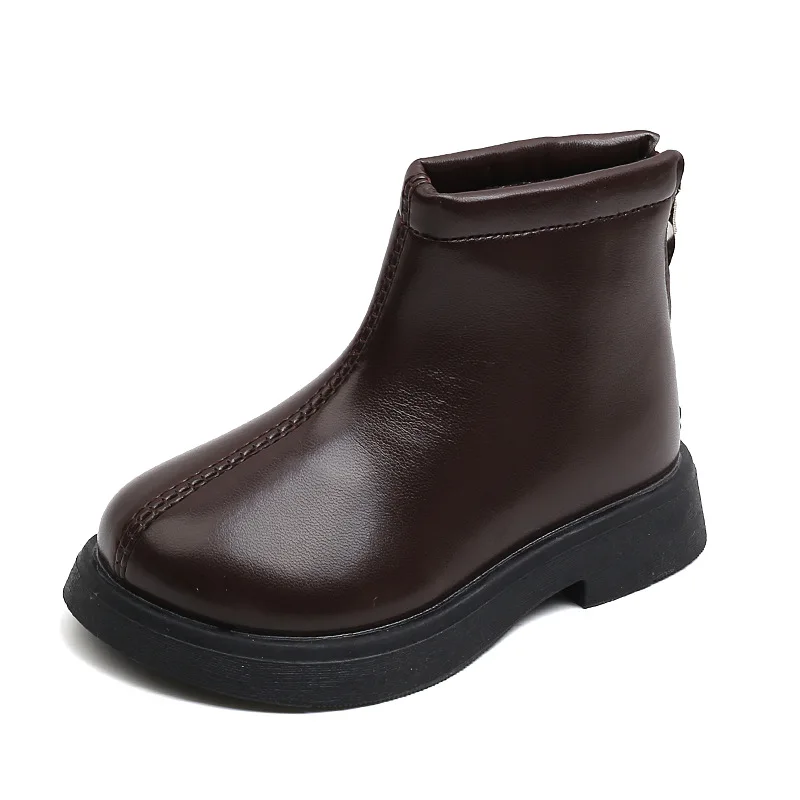 Botas niina moda bambini stivali in pelle per ragazza ragazzo 2024 autunno caldo bambini stivali di cotone stile britannico stivaletti marroni neri