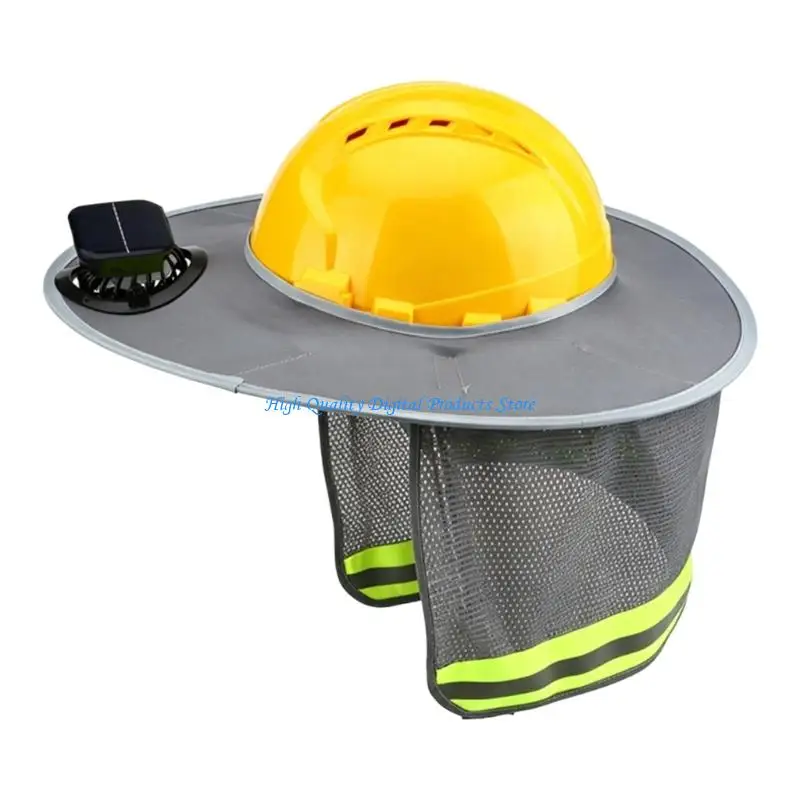 U2JE Solar Fan Helmet Shade Cover with Breathable Neck Drape for Sites