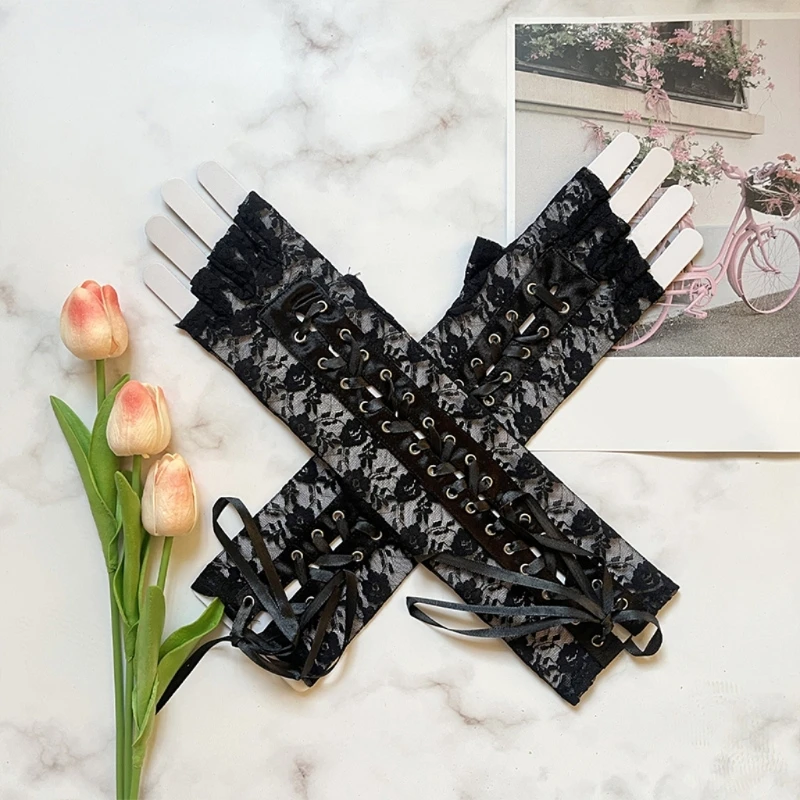 

E15F Легкие эластичные кружевные рукава Прочная полиэфирная ткань, которую можно использовать для выступлений, вечеринок, моды