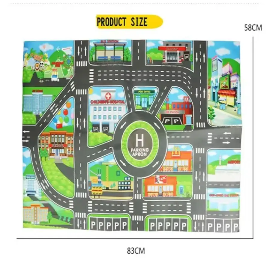 

Детский игровой коврик-дорожка с дорожными знаками и парковкой, игровой коврик-карта города для малышей, игрушки, городской ковер, дорожные знаки