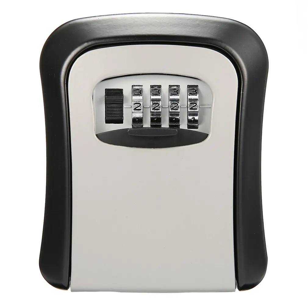 

Wall Mount Key Lock Box 4 Digit Password Code Security Lock No Key for Home Office Key Safe Secret Storage Box Organizer