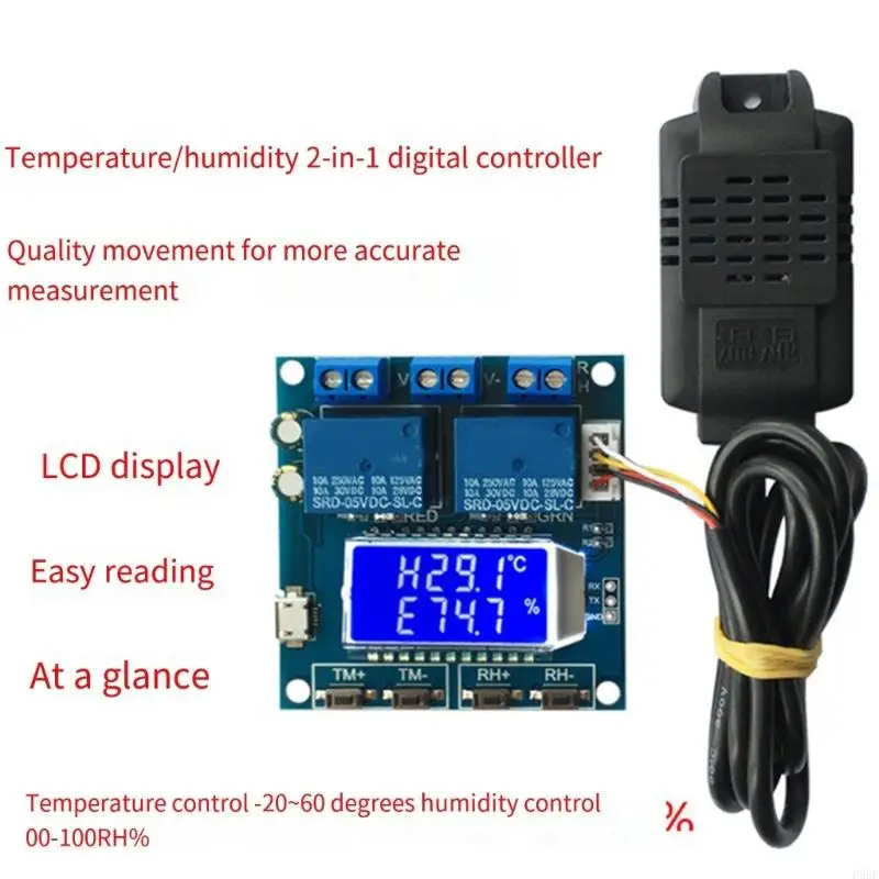 Módulo controle umidade da temperatura digital P88F -20 a 60 ℃ Módulo saída dupla