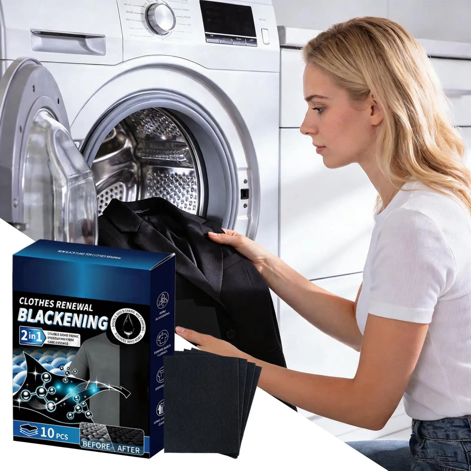 black apparel recoloring sheet pigment replenish tablet fade correction supply for trousers shirts regular washing use 10 pack