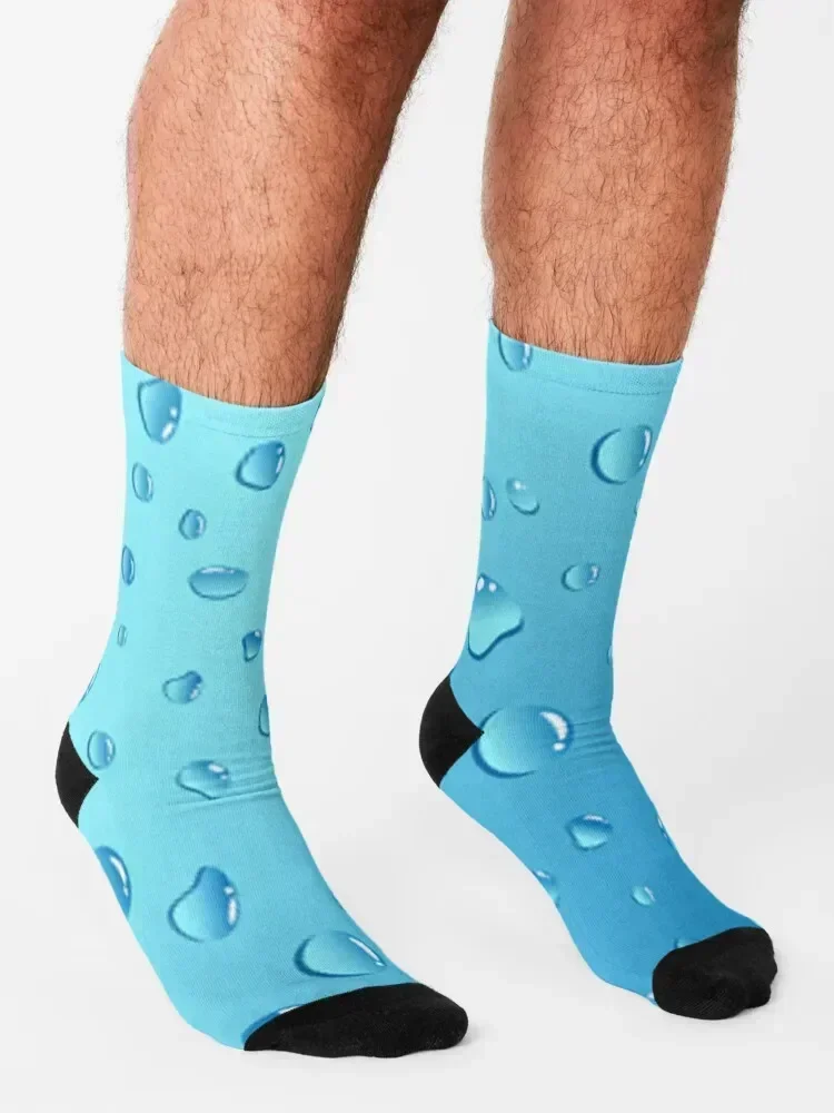Blue Water Droplets Socks cool summer snow anti slip football Designer Man Socks Women's