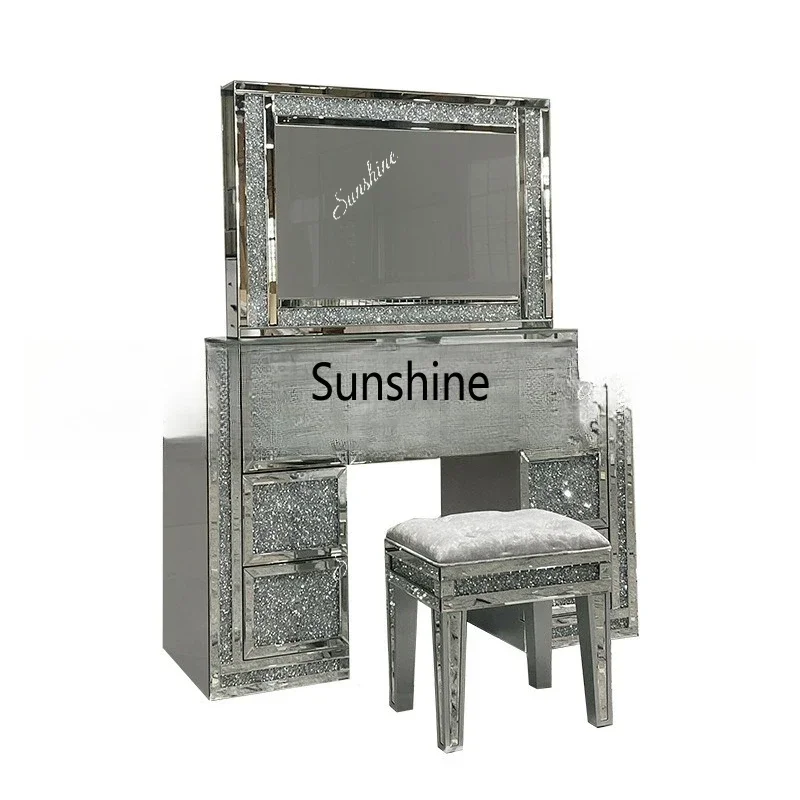Spot mirror diamond trim dresser LED bulb makeup mirror luxury bedroom lamp mirror makeup stool set