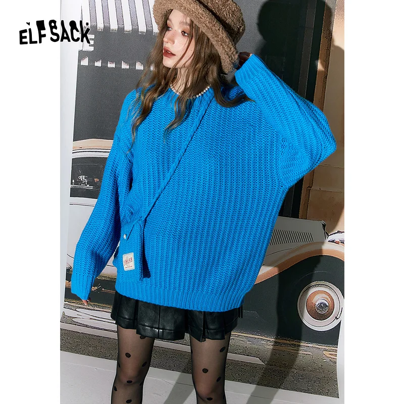 ELFSACK Free Bag Kawaii Christmas Sweater Women 2023 Winter New Korean Fashion Tops