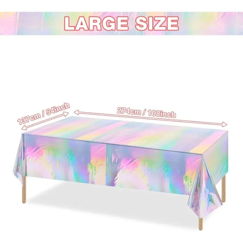 1pc, Laser Rainbow Theme Party Tablecloth, Disposable Tablecloth Decoration Supplies, wedding，Birthday supplies, festival gift