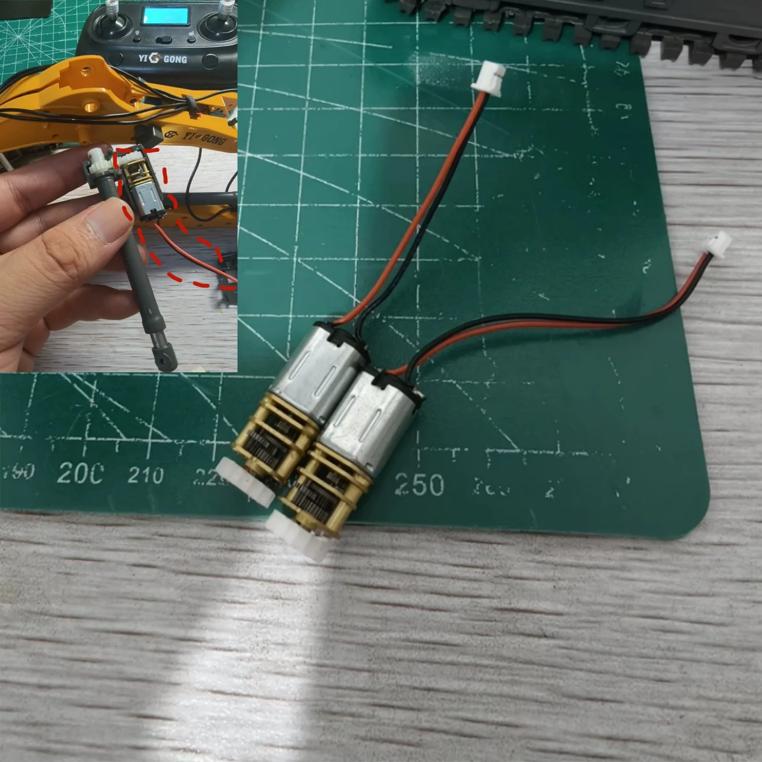 1/50 Upgraded All-Metal Motor for Yigong Boom Arm Bucket Accessories YG 970 Excavator Model RC 520 Digger DIY Parts Toy Car