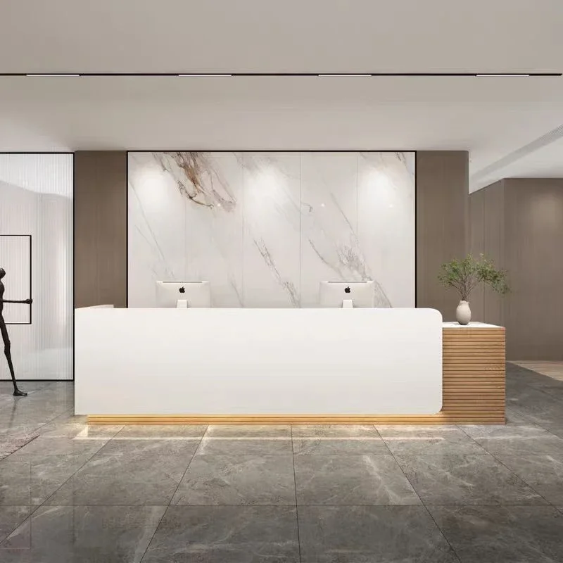 Mostrador de recepción estético Atril, escritorios para ordenador, mostrador, mesa de pasillo, destilación de café, muebles de Hotel Tisch de diseño de pared