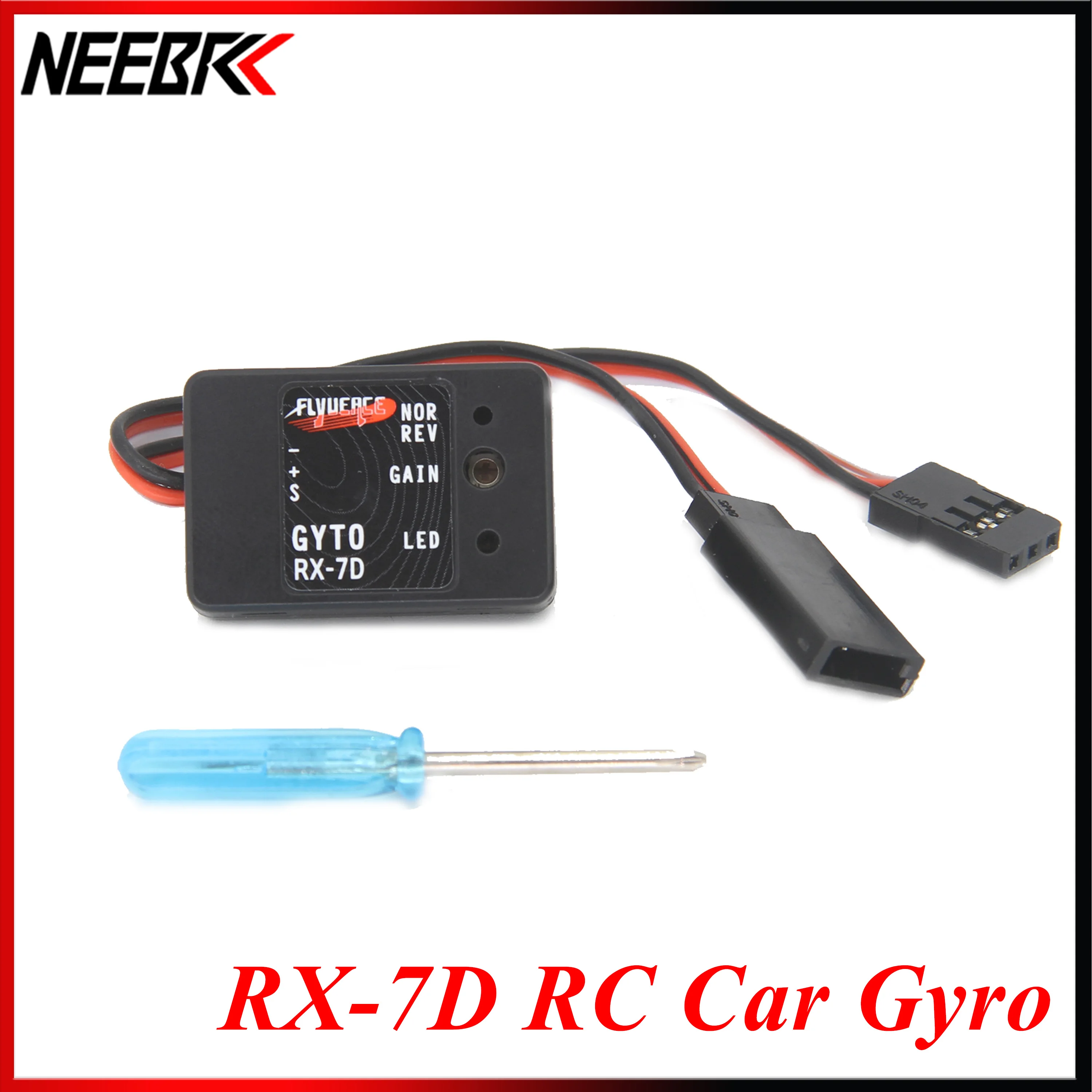 NEEBRC RX-7D Mini Gyro DC 4.8-7.4V Gyroscope for RC Car Drift Racing Vehicle Boat Digital/Analog Universal Receiver Transmitter