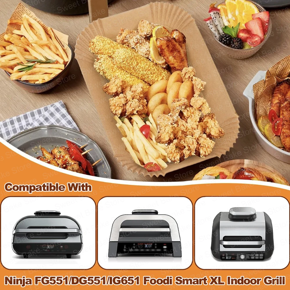 بطانات ورق زبدة كبيرة للمقلاة الهوائية للاستعمال مرة واحدة لشواية نينجا فودي ماكس الصحة وAG551EU/AG651UK، ملحقات مقلاة الهواء
