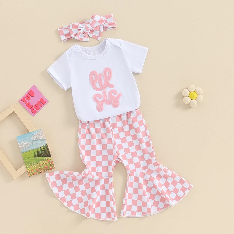 

Little Sister Newborn Outfit Big Sister Matching Outfits Lil Sis Romper Bell Bottoms Set Summer Toddler Clothes