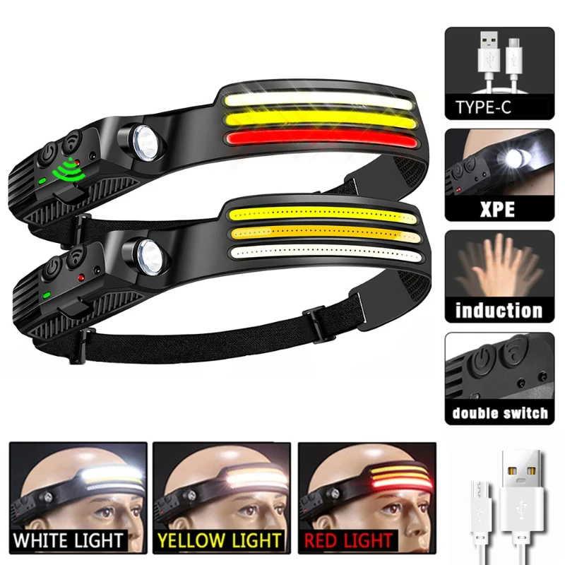 

Smart Sensor LED Headlamp – 1000-Lumen Rechargeable Spotlight for Camping, Hiking & Night Adventures
