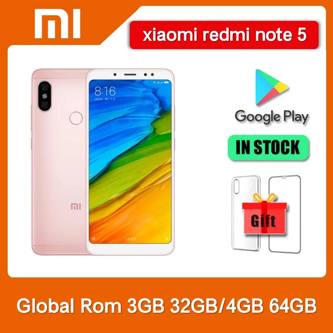 Оригинальный мобильный телефон Xiaomi Redmi Note 5 3 ГБ + 32 ГБ 4 ГБ + 64 ГБ с двумя SIM-картами 5,99 дюйма, 12 МП + 5 МП + 13 МП, восьмиядерный мобильный телефон Snapdragon 636