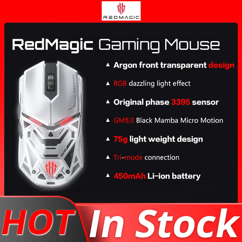 Original Redmagic Mouse GS001J GM8.0 RGB Light 3395 Sensors PC Laptop Computer Mouse Black/Silver/Yellow REDMAGIC Accessories