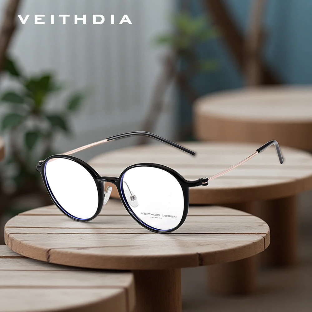VEITHDIA Модные круглые очки для женщин, лазерные очки для компьютера, очки с оптической коррекцией зрения для мужчин и женщин V07EF12