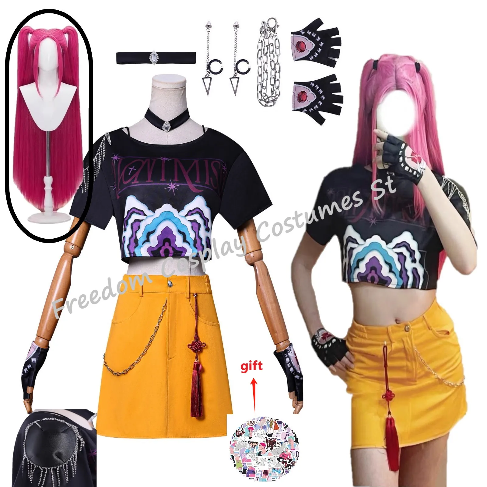 

IN STOCK Mira Cosplay Costume Wig Halloween Party for Women Girls Carnival Gift 50pcs stickers
