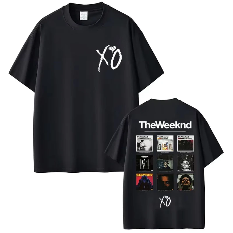 مغني الراب The Weeknd Xo ألبوم 2025 الصيف تي شيرت النساء الرجال الهيب هوب تي شيرت للجنسين خمر نمط ملابس فضفاضة تي شيرتات قطن