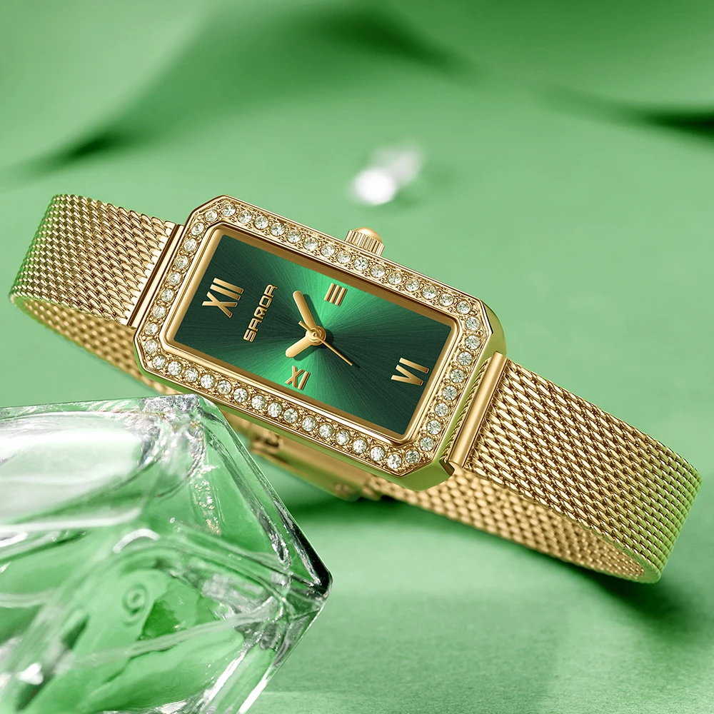 ساعة ذهبية للنساء مربعة الشكل كوارتز ساعات المعصم الفولاذ المقاوم للصدأ امرأة ساعات ذهبية صغيرة موضة فاخرة عادية Reloj