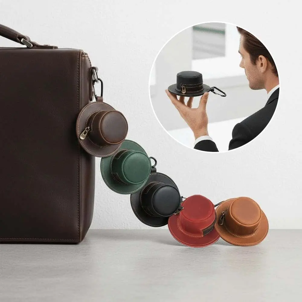 

Кошелек-монетница из полиэстера и кожи, миниатюрный, на пояс, с защитой от брызг, однотонный, с брелоком для ключей, в форме рыбацкой шляпы