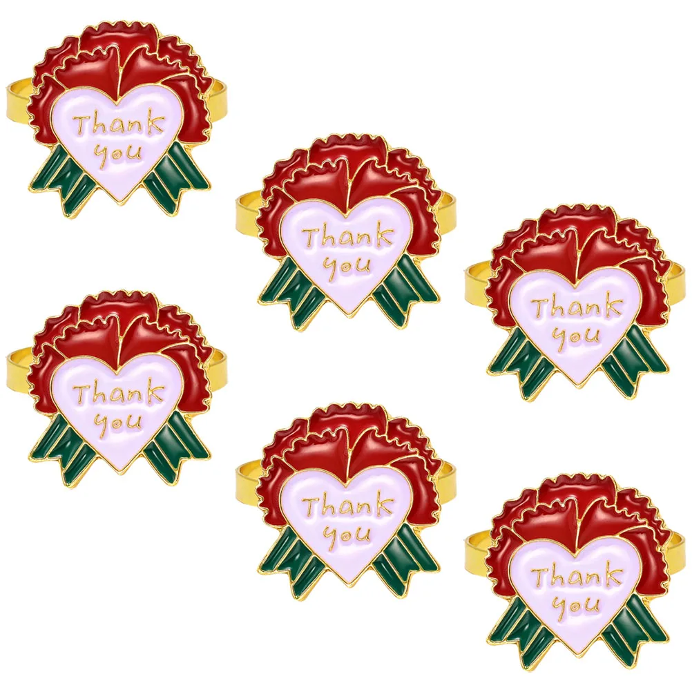 

6 Pcs Napkin Ring Serviette Hollow Out Flower Rings Buckles Floral Holders for Tables Paper Cute