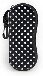 Black and White Polka Dot Glasses Case Cover Soft Sunglasses Case Portable Travel Eyeglass Case Pouch with Belt Clip Women Men