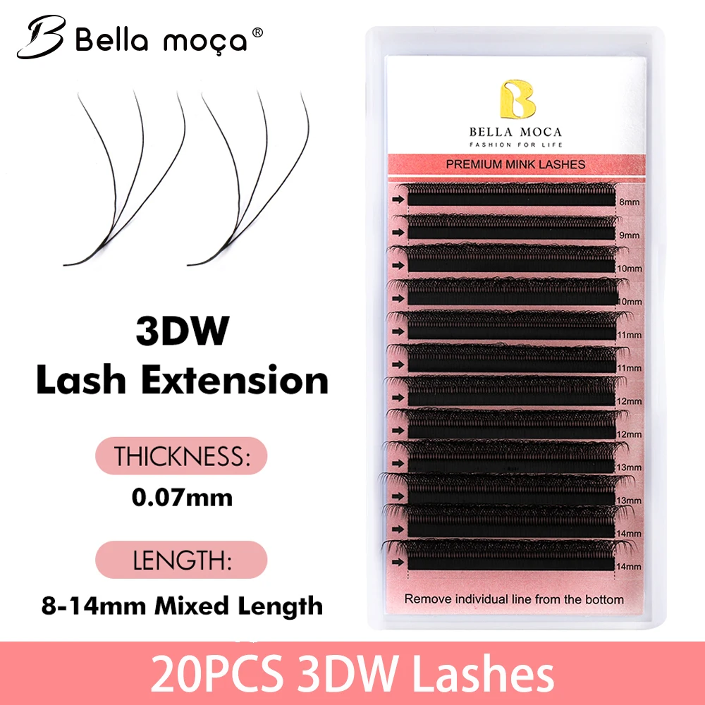 

3DW Shape Lashes 20PCS 3DW Lashes Curl C/D 3D W Lash Mix 8-14mm Cilios Fake Eyelashes Extension Brazilian Cilia Free Shipping