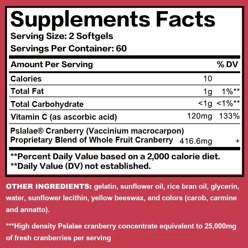 Kapsul Cranberry organik-mendukung sistem urin kesehatan kantung darah, kaya antioksidan dalam Vitamin C